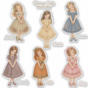 Vintage Girls: Sweet Shy Collection Adesivos