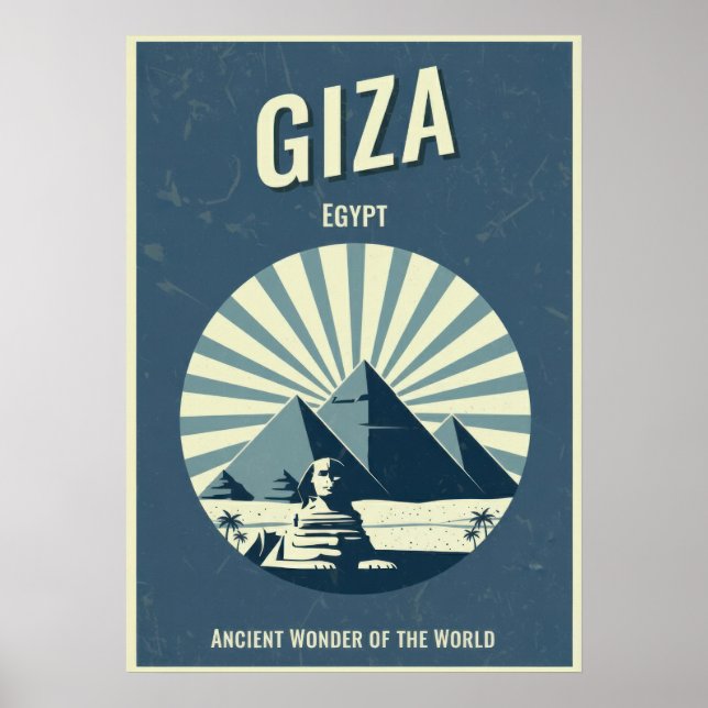 Vintage Giza Pyramid Poster – Retro Egyptian (Frente)