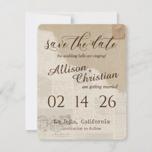 Vintage Glam Wedding Salvar A Data Convite