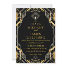 Vintage Glamor Art Deco Convite para Casamento