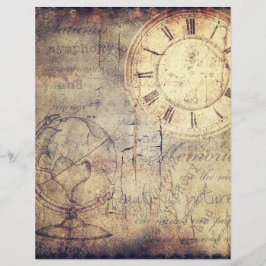 Vintage Globe e Clock Scrapbook Paper