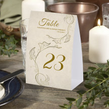 Vintage Gold Botanical Wedding Table Card