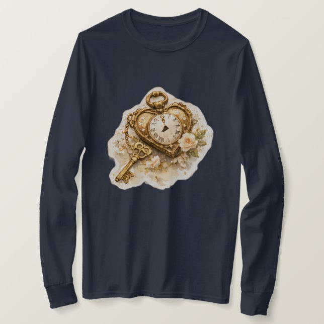 Vintage Golden Time Long Sleeve T-Shirt (Frente do Design)