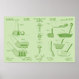 Vintage Golf Patente Poster 2 Verde Fresco