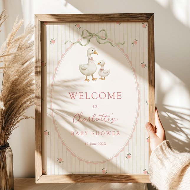 Vintage Goose Baby Shower Welcome Poster (Criador carregado)
