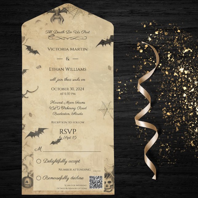 Vintage Gothic Halloween Código QR (Criador carregado)