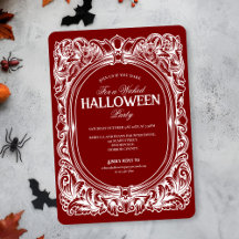 Vintage Gothic Red Halloween - Convite