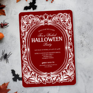 Vintage Gothic Red Halloween - Convite