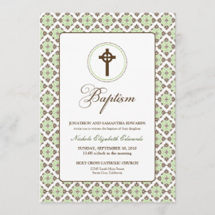 Vintage Grace Baptism 5 x 7 Convite (castanho/sáb