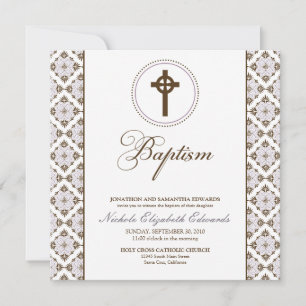 Vintage Grace Baptism Convite (chocolate/lilac)