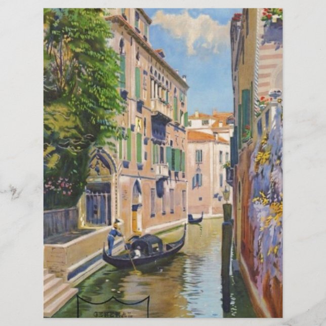 Vintage Grande Canal Gondolas Veneice Itália Viage (Frente)