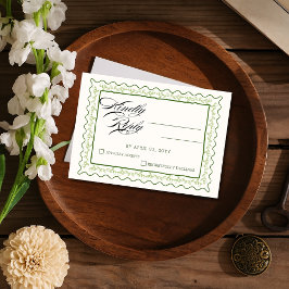 Vintage Green Floral Frame Rustic Weding RSVP