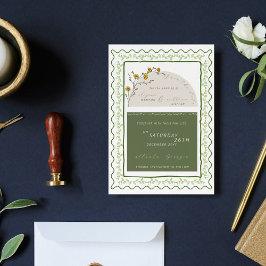 Vintage Green Floral Frame Weding A Data