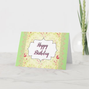 Vintage Green Happy Birthday - Cartão de Anivers