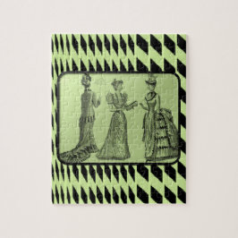 vintage green women jigsee quebra-cabeça