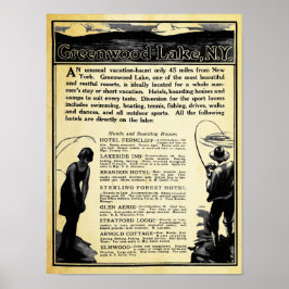 Vintage Greenwood Lake NY Viagem Impressão