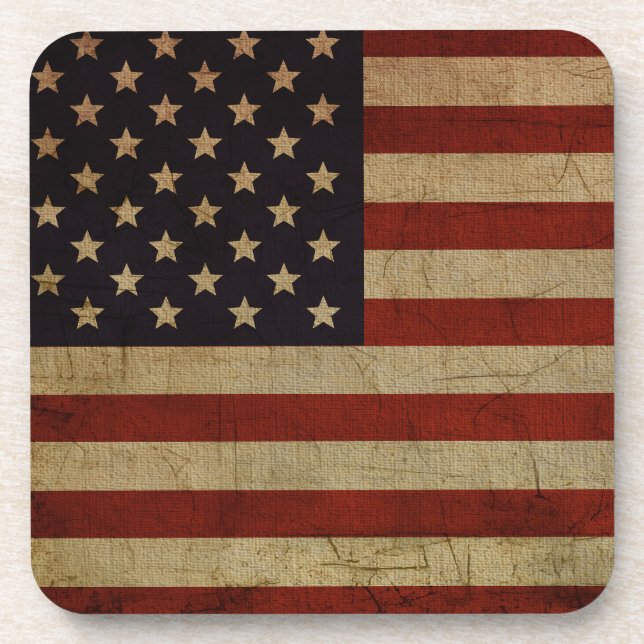 Vintage Grunge American Flag Porta copos (Frente)