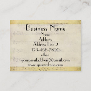 Vintage Grunge Antique Musical Notes Cartão de vis