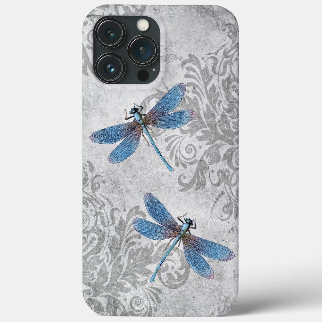Vintage Grunge Damask Dragonflies (Verso)