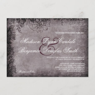 Vintage Grunge Floral Frame Casamento Convites