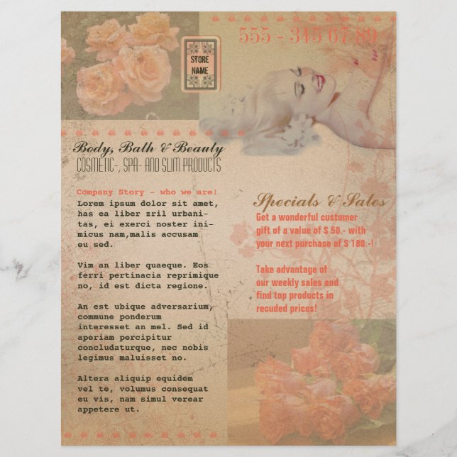Vintage Grunge Flower - Flyer (Frente)
