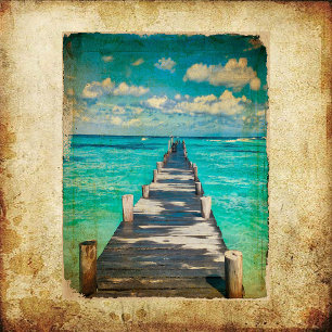 Vintage Grunge Pier Scrapbook Paper