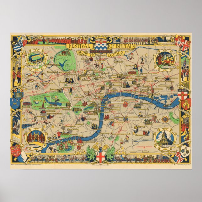 Vintage Guide To London Poster (Frente)
