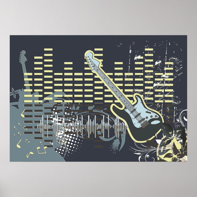 Vintage Guitar Music Poster (Frente)