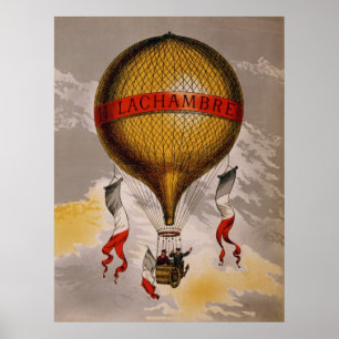 Vintage H. Lachambre Poster do balão de ar quente