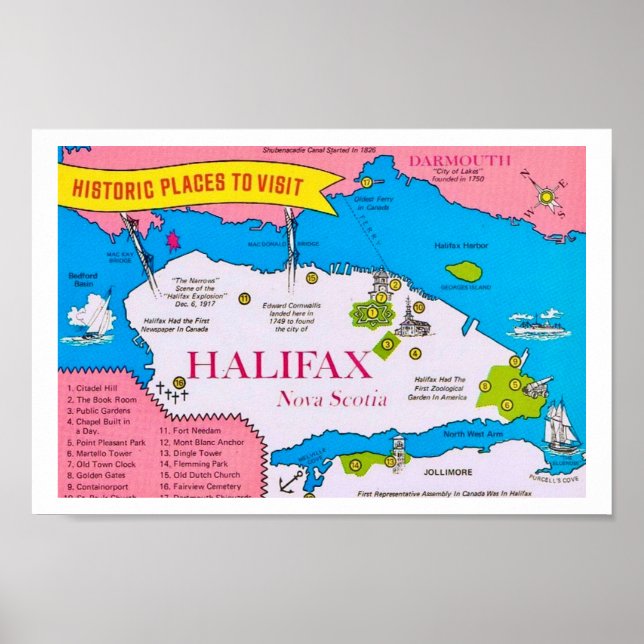 Vintage Halifax Nova Scotia Impressão (Frente)