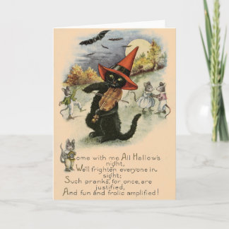 Vintage Halloween Brincadeira - Cartão de Saudação