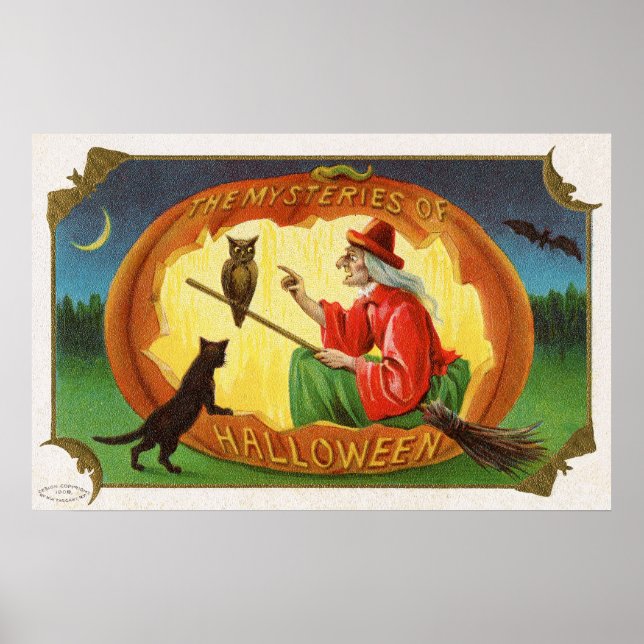 Vintage Halloween bruxaria poster (Frente)