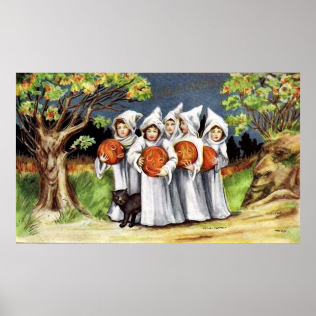 Vintage Halloween Children Festa de Natal poster (Frente)