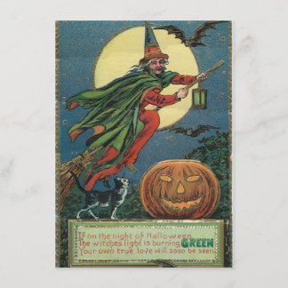 Vintage Halloween Convites de uma Bruxa voadora