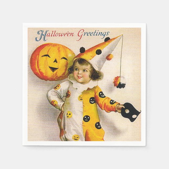Vintage Halloween e guardanapos de abóbora (Frente)