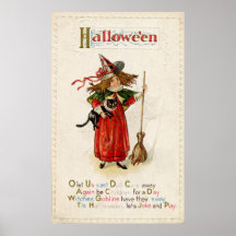Vintage Halloween, festa de bruxas, poster