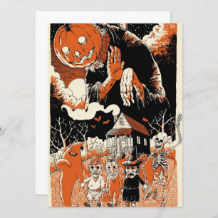 Vintage Halloween Kids E Pumpkin Assustador