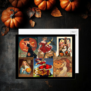 Vintage Halloween Mulheres Montam Grande Cartão Po
