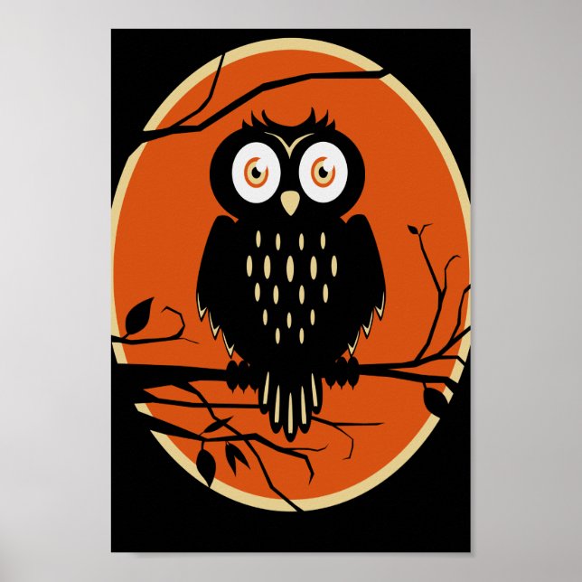 Vintage Halloween Owl Poster (Frente)