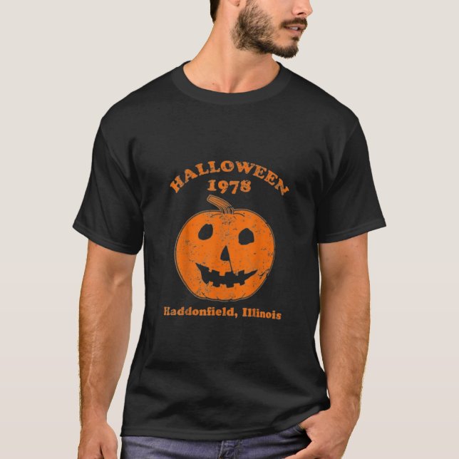 Vintage Halloween Pumpkin Scene T-shirt (Frente)