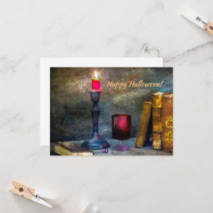 Vintage Happy Halloween Red Candela e Livros Antig
