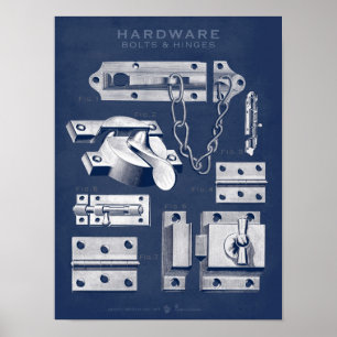 Vintage Hardware Poster Bolts-Hinges Denim Dark