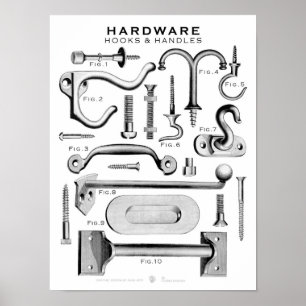 Vintage Hardware Poster ganchos n identificadores