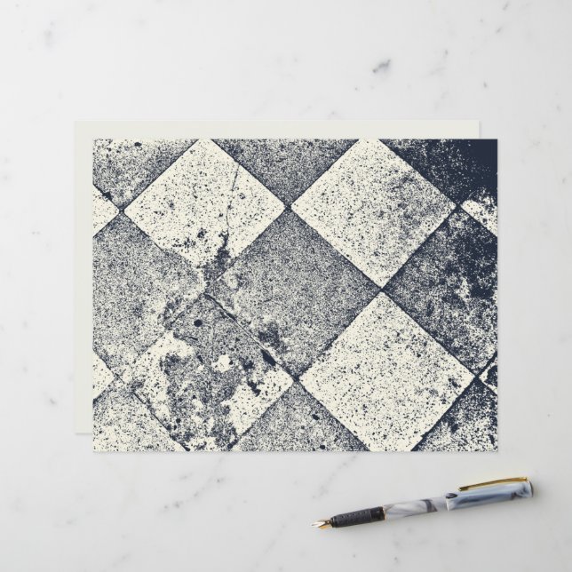 Vintage Harlequin Inspirou Textura Preta E Branca (Frente/Verso In Situ)