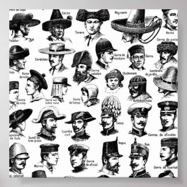 Vintage Hats Poster (Frente)