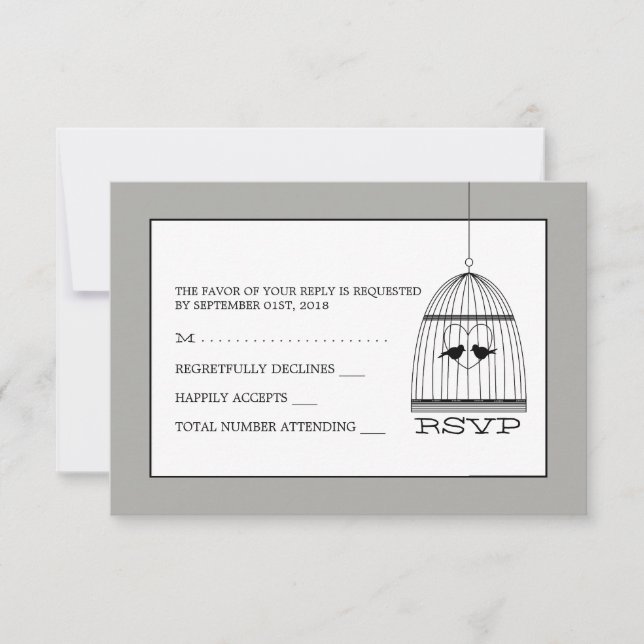 Vintage Heart Birdcage Wedding RSVP (Frente)