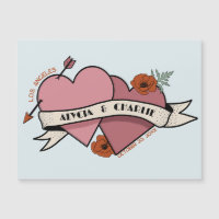 Vintage Hearts convite magnético casamento