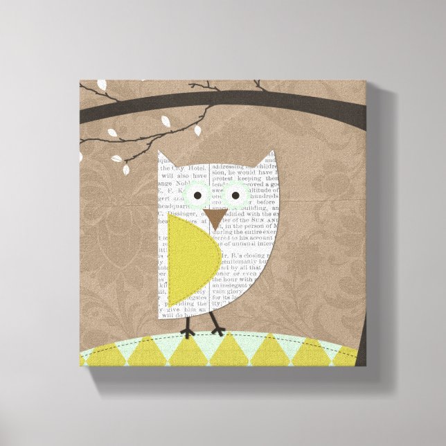Vintage Heirloom Owl nº 2 Canvas original do muro  (Frente)