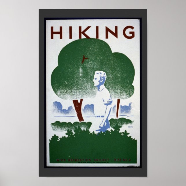 Vintage Hiking Art Poster (Frente)