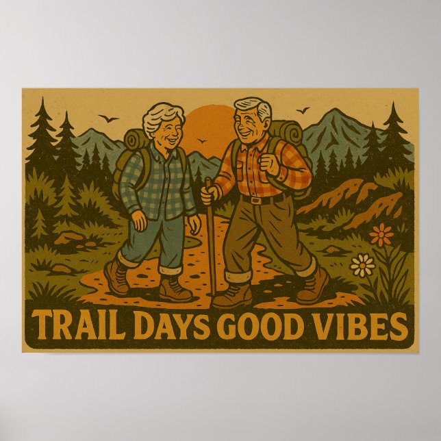 Vintage Hiking & Outdoor Wall Art Poster (Frente)